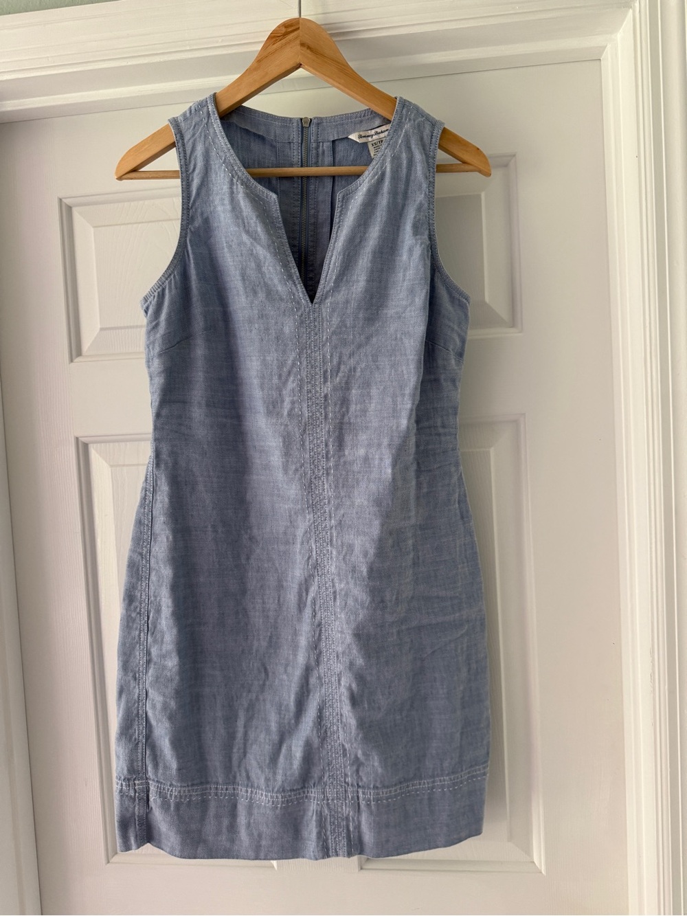 Tommy Bahama Light Blue Sleeveless Chambray Mini Dress